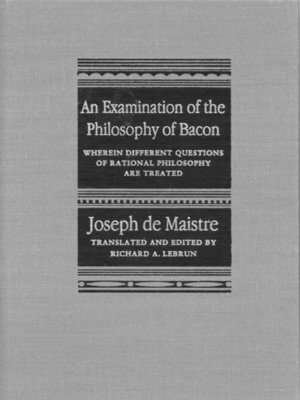 cover image of Examination of the Philosophy of Bacon